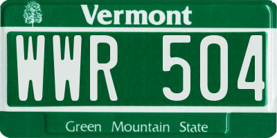 VT license plate WWR504