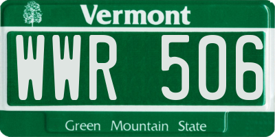 VT license plate WWR506
