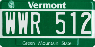VT license plate WWR512