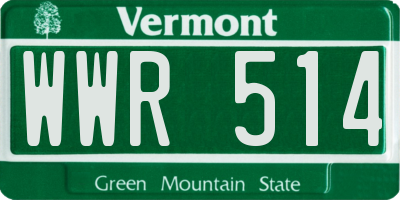 VT license plate WWR514