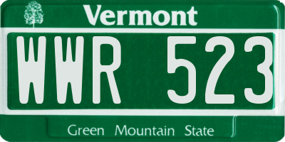 VT license plate WWR523