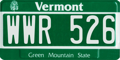 VT license plate WWR526