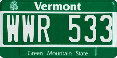 VT license plate WWR533