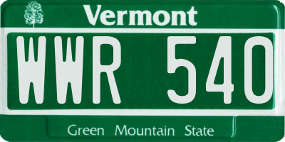 VT license plate WWR540