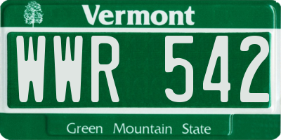 VT license plate WWR542