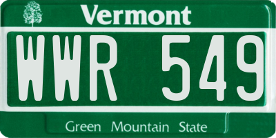 VT license plate WWR549
