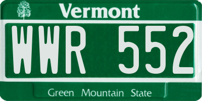 VT license plate WWR552