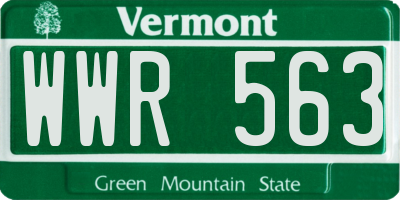 VT license plate WWR563