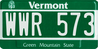VT license plate WWR573