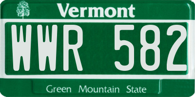 VT license plate WWR582