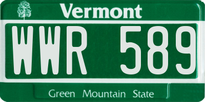 VT license plate WWR589
