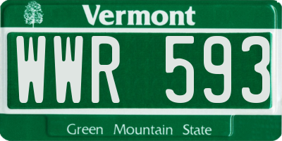 VT license plate WWR593
