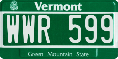 VT license plate WWR599