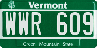 VT license plate WWR609