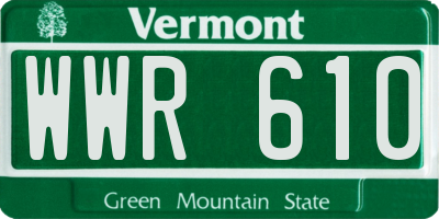 VT license plate WWR610