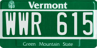 VT license plate WWR615