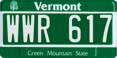 VT license plate WWR617