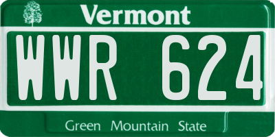VT license plate WWR624