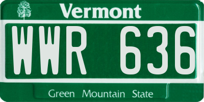 VT license plate WWR636