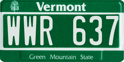 VT license plate WWR637
