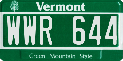 VT license plate WWR644