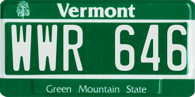 VT license plate WWR646