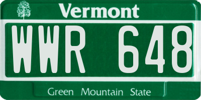 VT license plate WWR648
