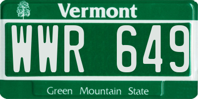VT license plate WWR649