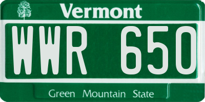 VT license plate WWR650