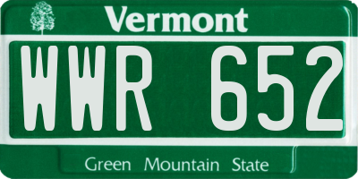 VT license plate WWR652