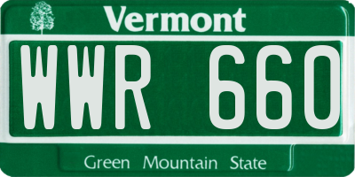 VT license plate WWR660