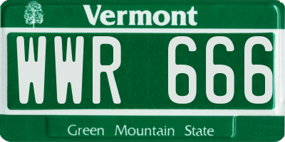 VT license plate WWR666