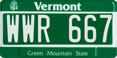 VT license plate WWR667
