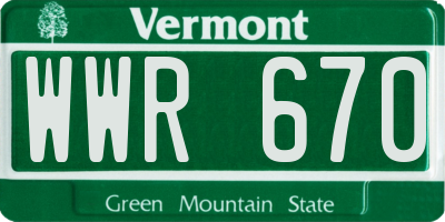 VT license plate WWR670