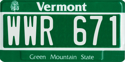 VT license plate WWR671