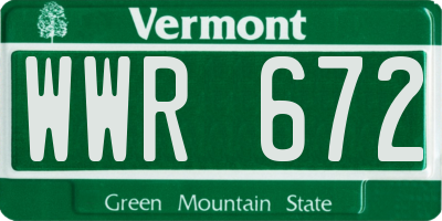 VT license plate WWR672