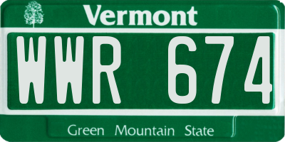 VT license plate WWR674