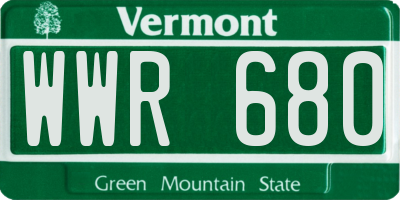 VT license plate WWR680