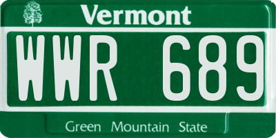 VT license plate WWR689