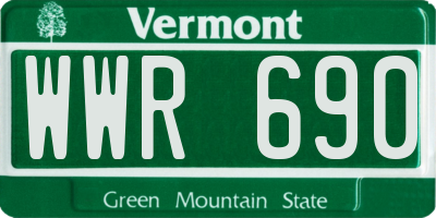 VT license plate WWR690