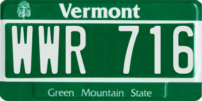 VT license plate WWR716