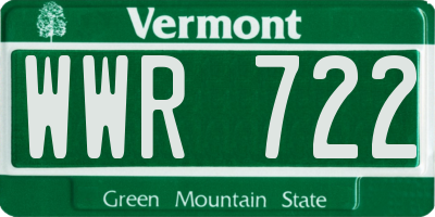 VT license plate WWR722