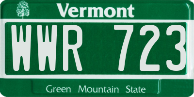 VT license plate WWR723