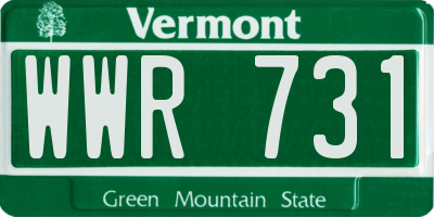 VT license plate WWR731
