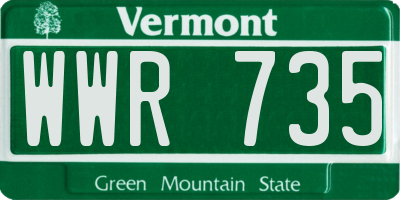 VT license plate WWR735