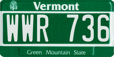 VT license plate WWR736