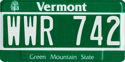 VT license plate WWR742