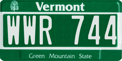 VT license plate WWR744