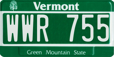 VT license plate WWR755