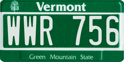 VT license plate WWR756